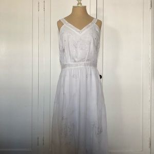 WHBM White Embroidered Gypsy Sundress
